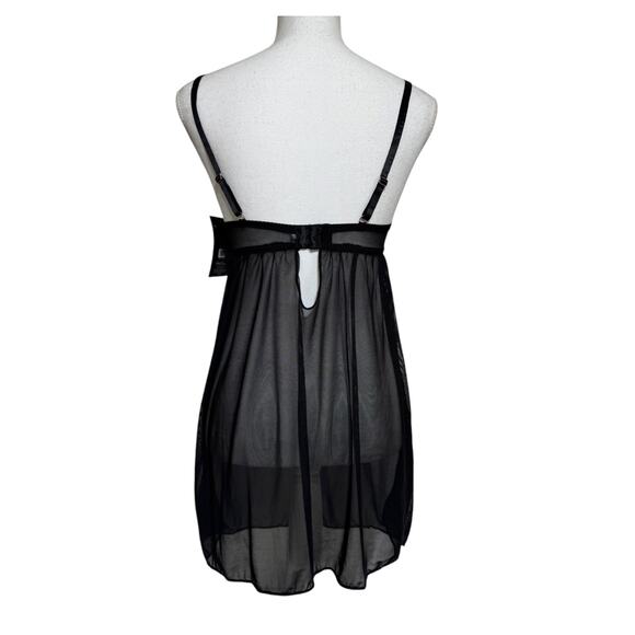 Marilyn Monroe Black Lace Mega Push-Up Sheer Babydoll Lingerie Size M - Picture 3 of 12